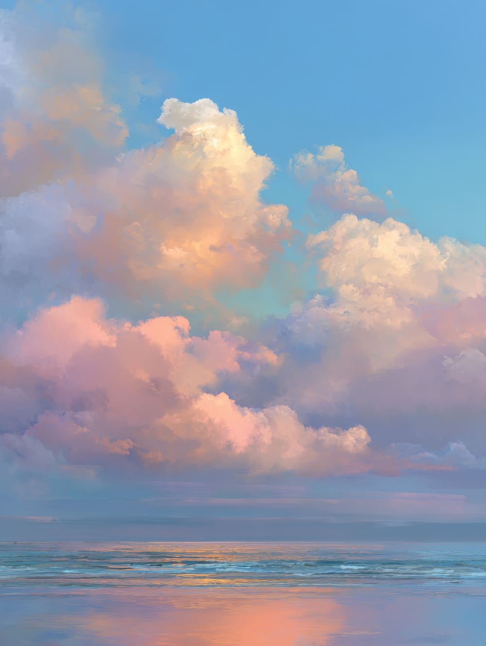 Tableau Nuages Au Coucher Du Soleil (Tons Pastel)