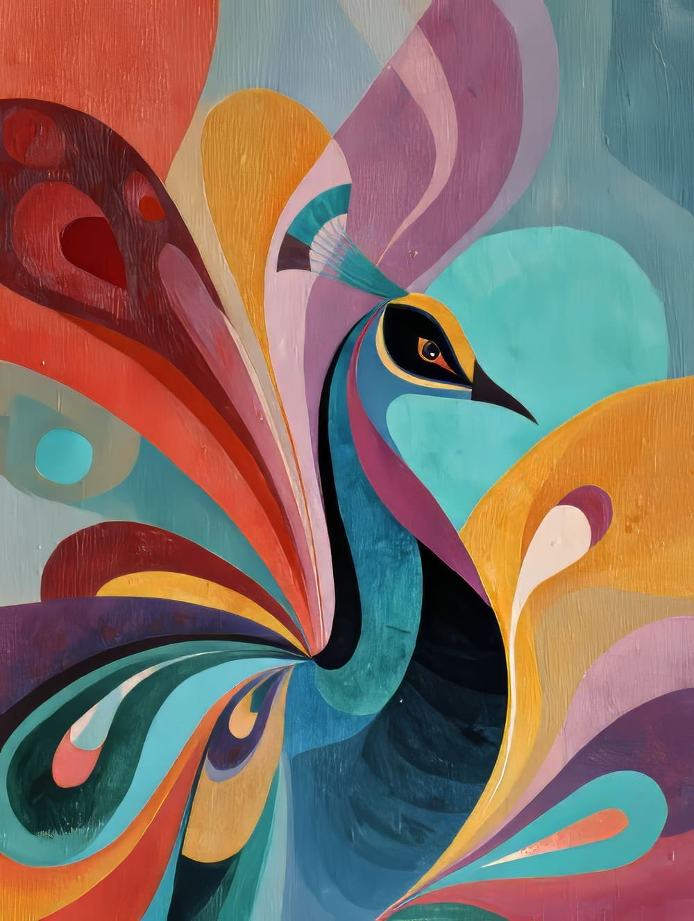 Tableau Paon Abstrait Artistique