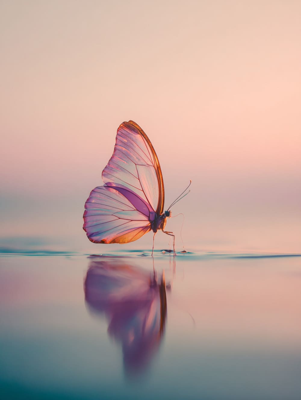 Tableau Papillon Zen (Fond Doux, Calme)