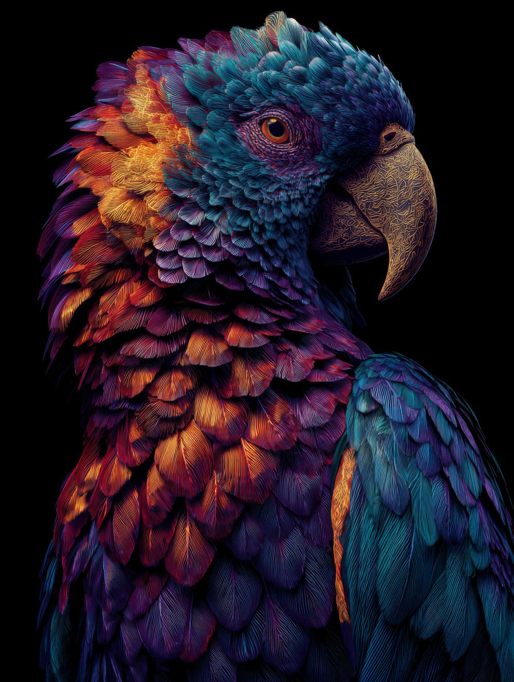 Tableau Perroquet Tropical Luxe (Couleurs Profondes)