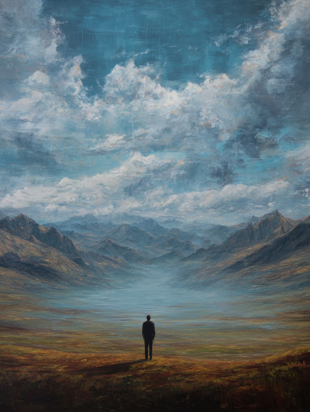 Tableau Personnage Solitaire Face À L’Immensité