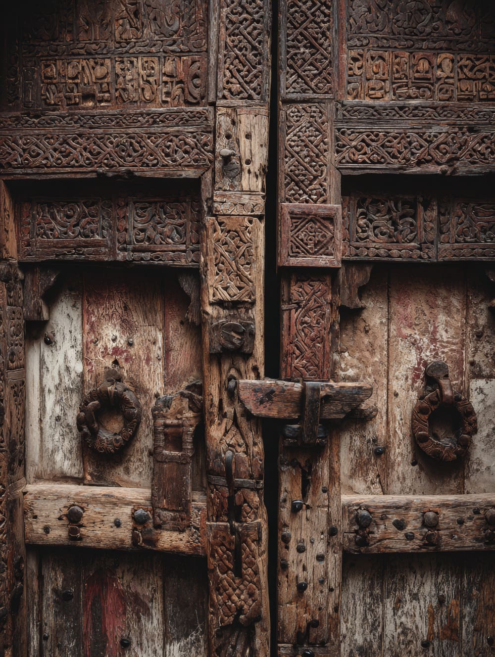 Tableau Portes Marocaines Anciennes (Bois Sculpté)