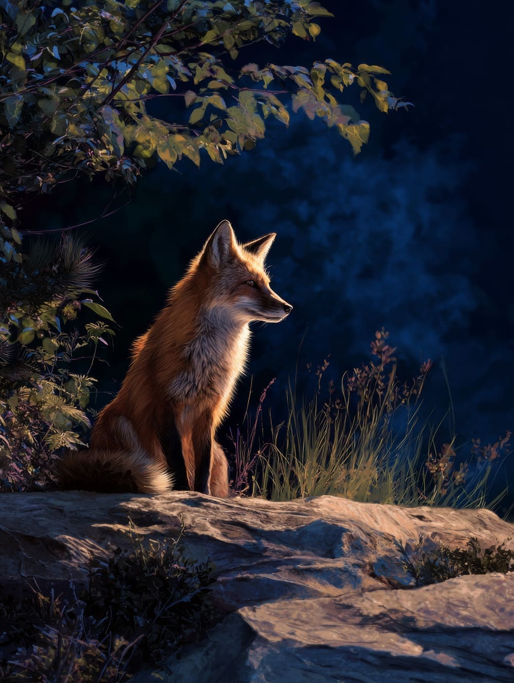 Tableau Renard Nocturne (Lumière Douce)