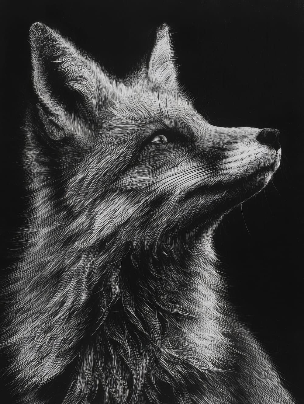 Tableau Renard Noir & Blanc