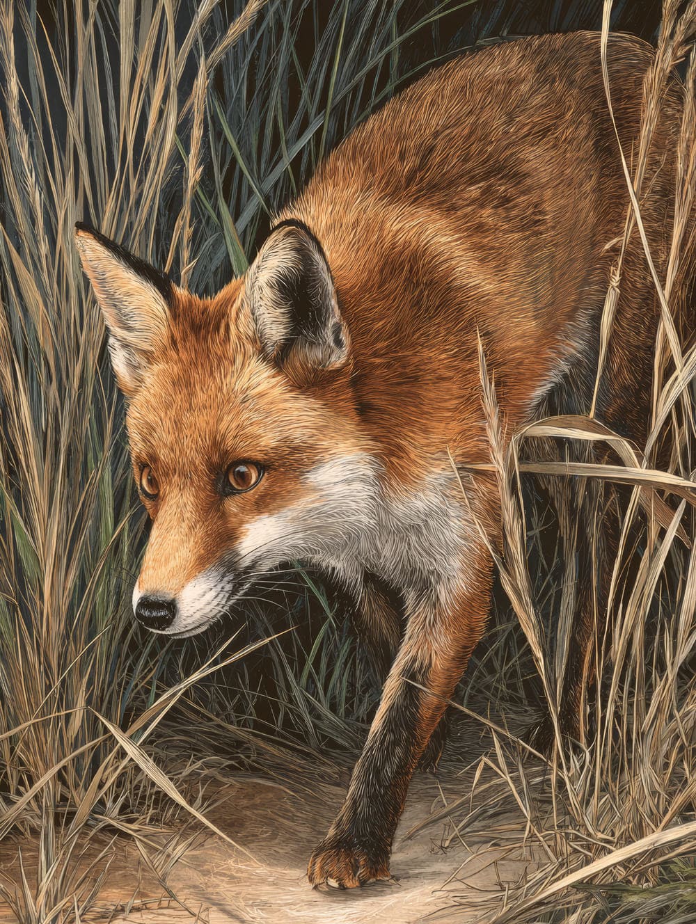 Tableau Renard Qui Marche