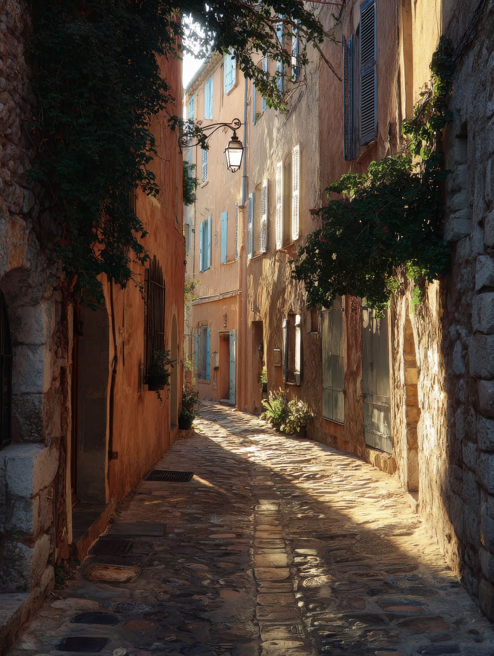 Tableau Ruelle Tropézienne Vide (Lumière Chaude)