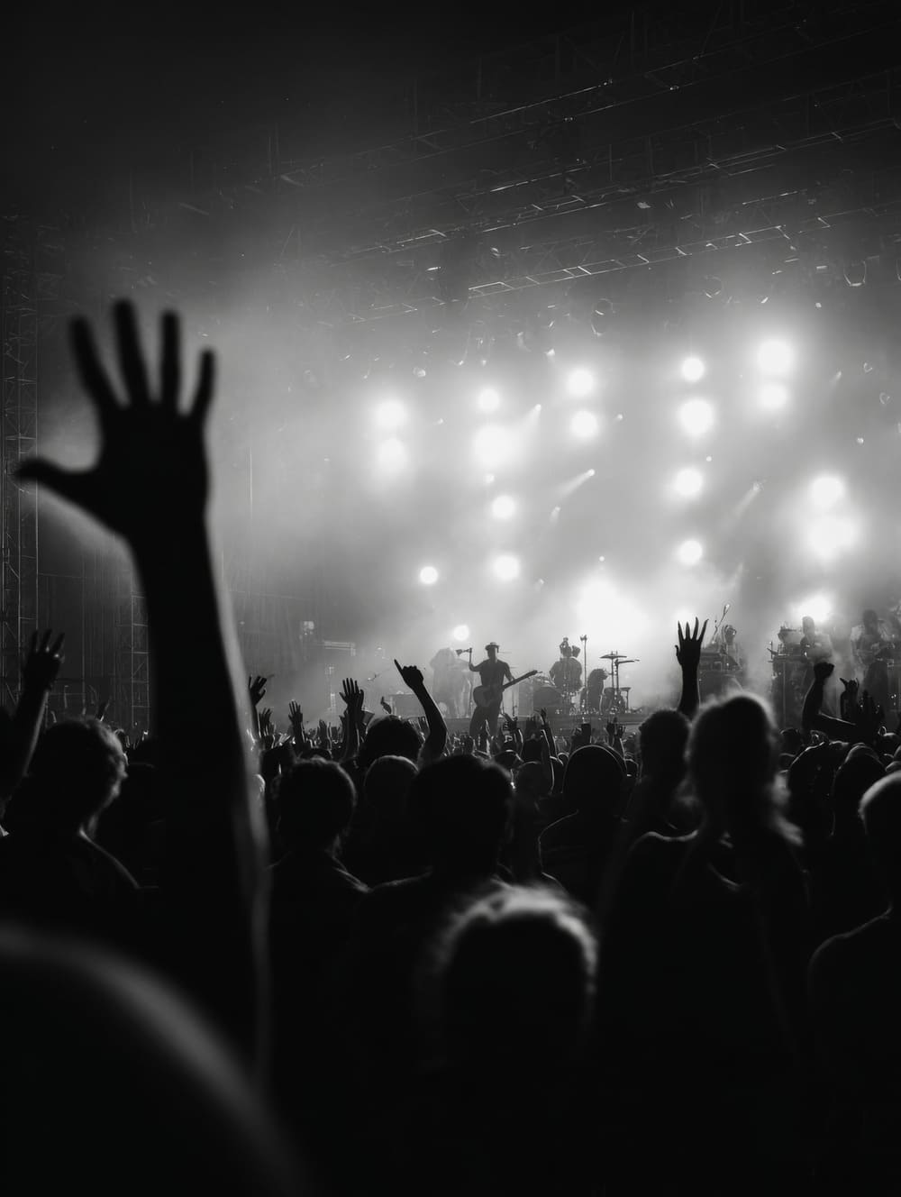 Tableau Scène De Concert De Rock En Noir & Blanc (Grain)