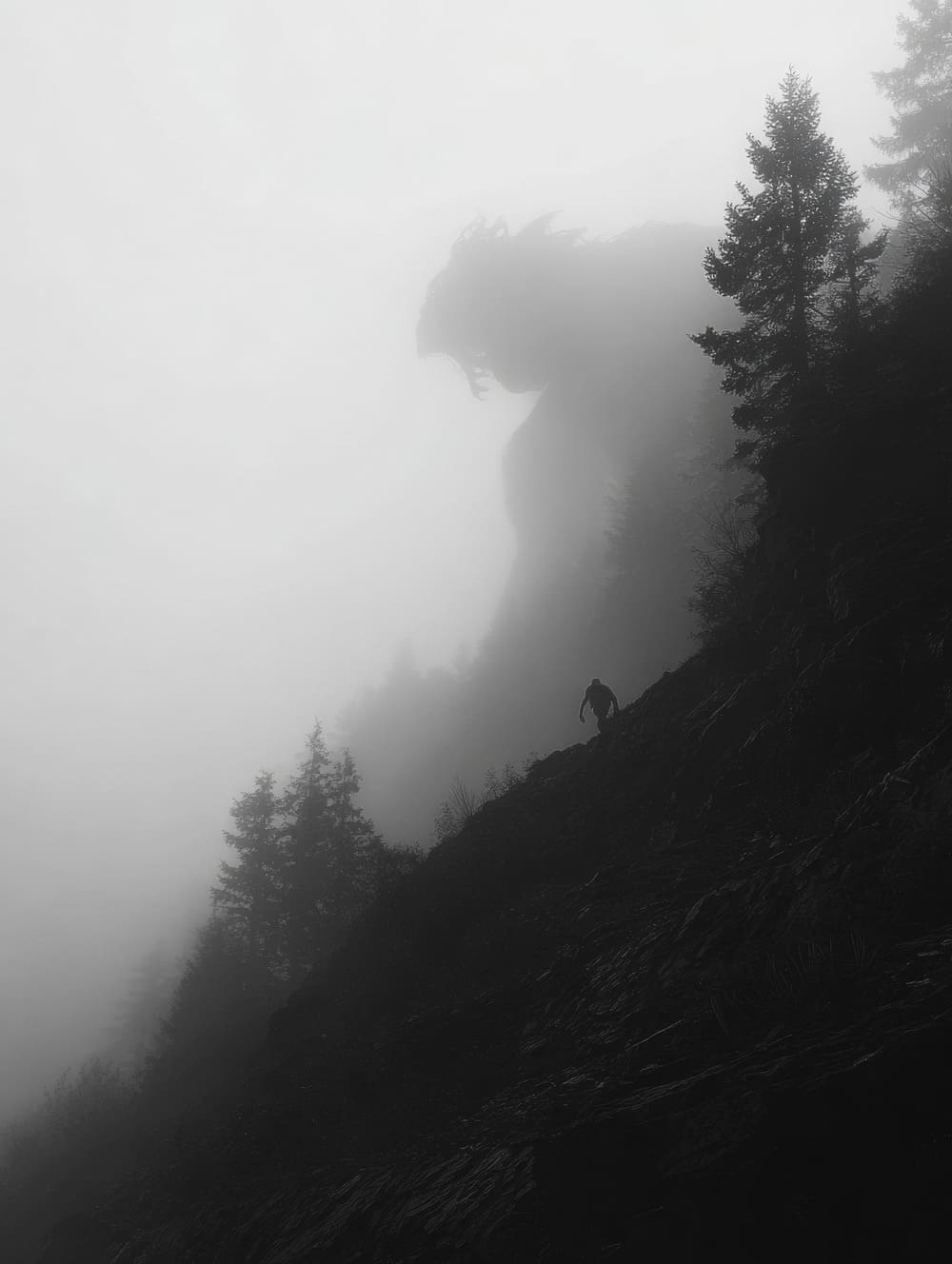 Tableau Silhouette Mythique Dans La Brume