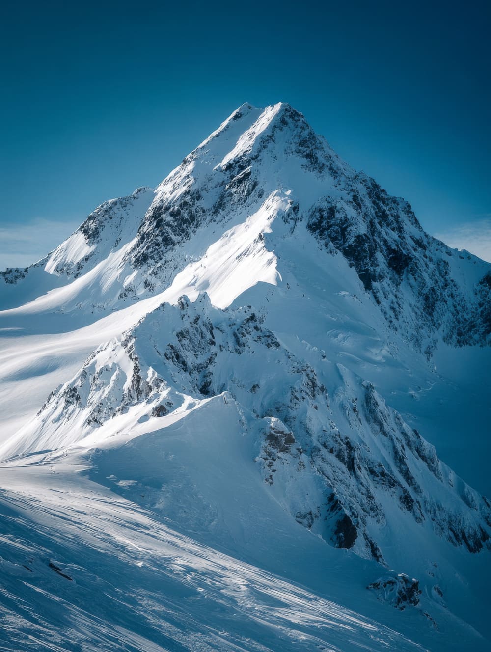 Tableau Sommet Enneigé Sous Ciel Clair