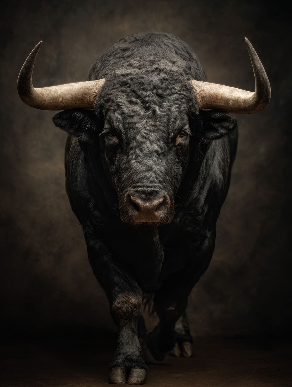 Tableau Taureau Noir Frontal (Intimidant)