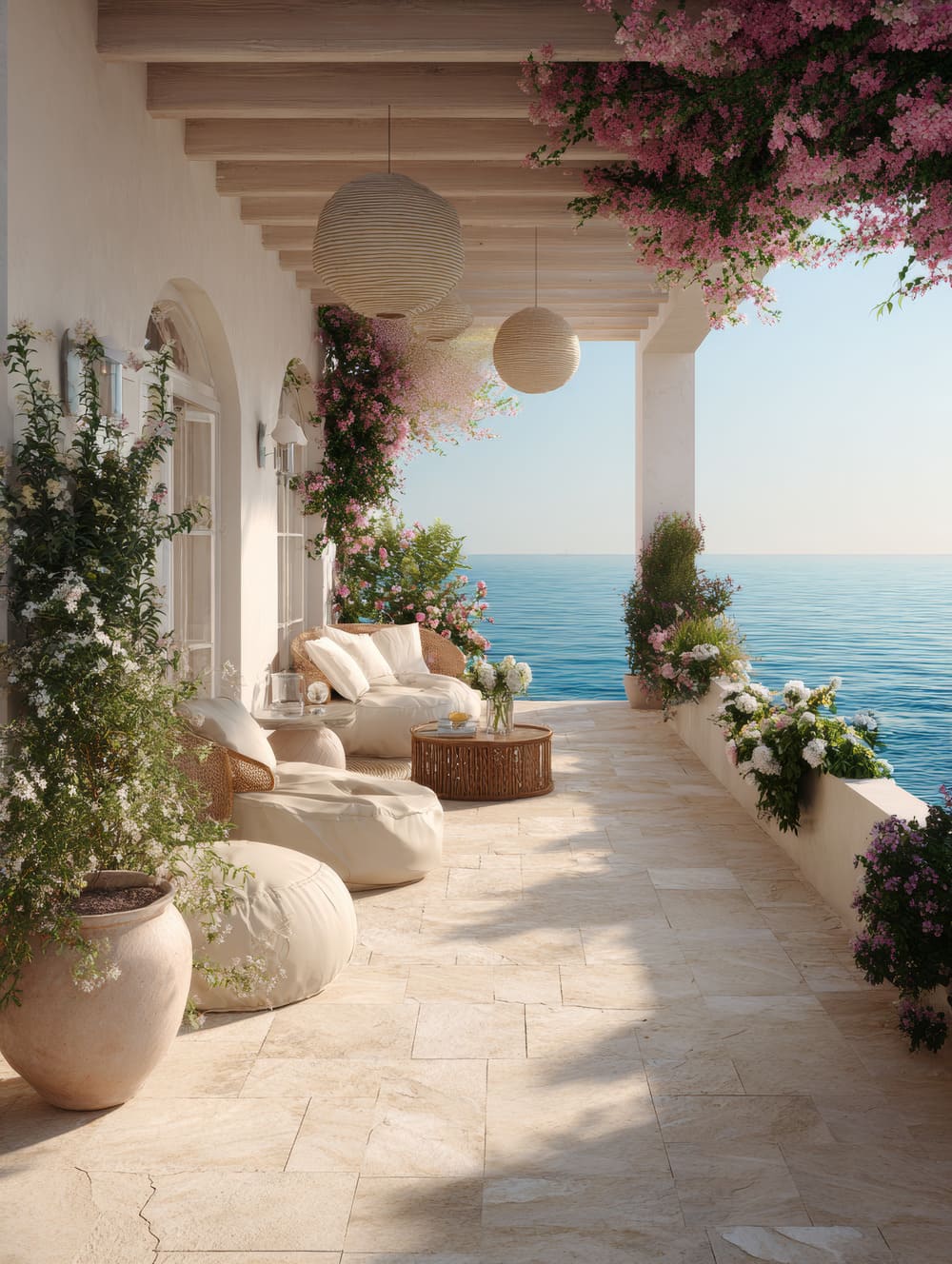 Tableau Terrasse Méditerranéenne Vue Mer (Saint-Tropez)