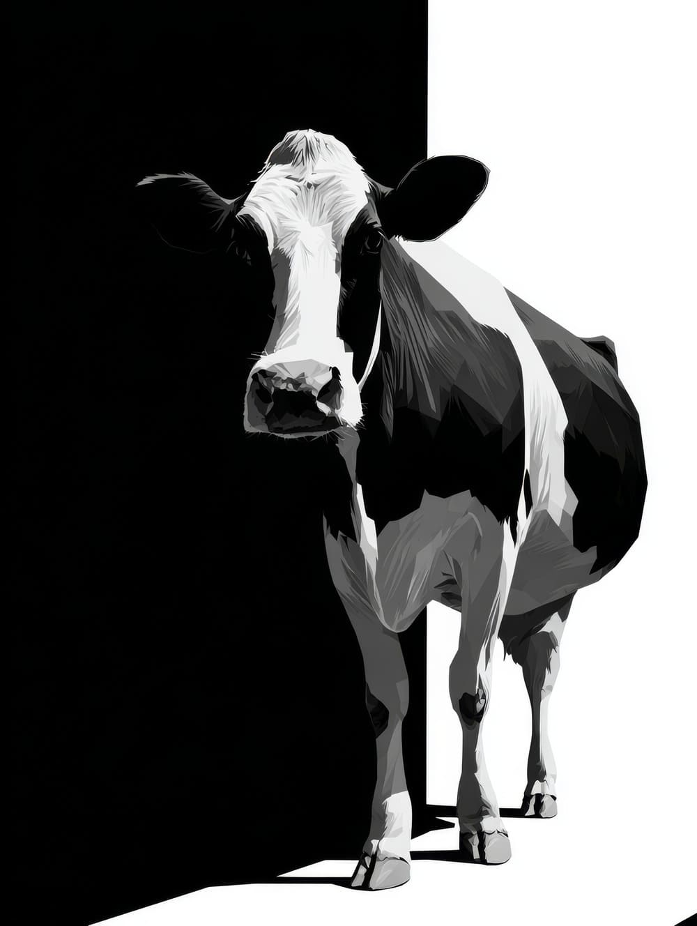 Tableau Vache Noir & Blanc Moderne