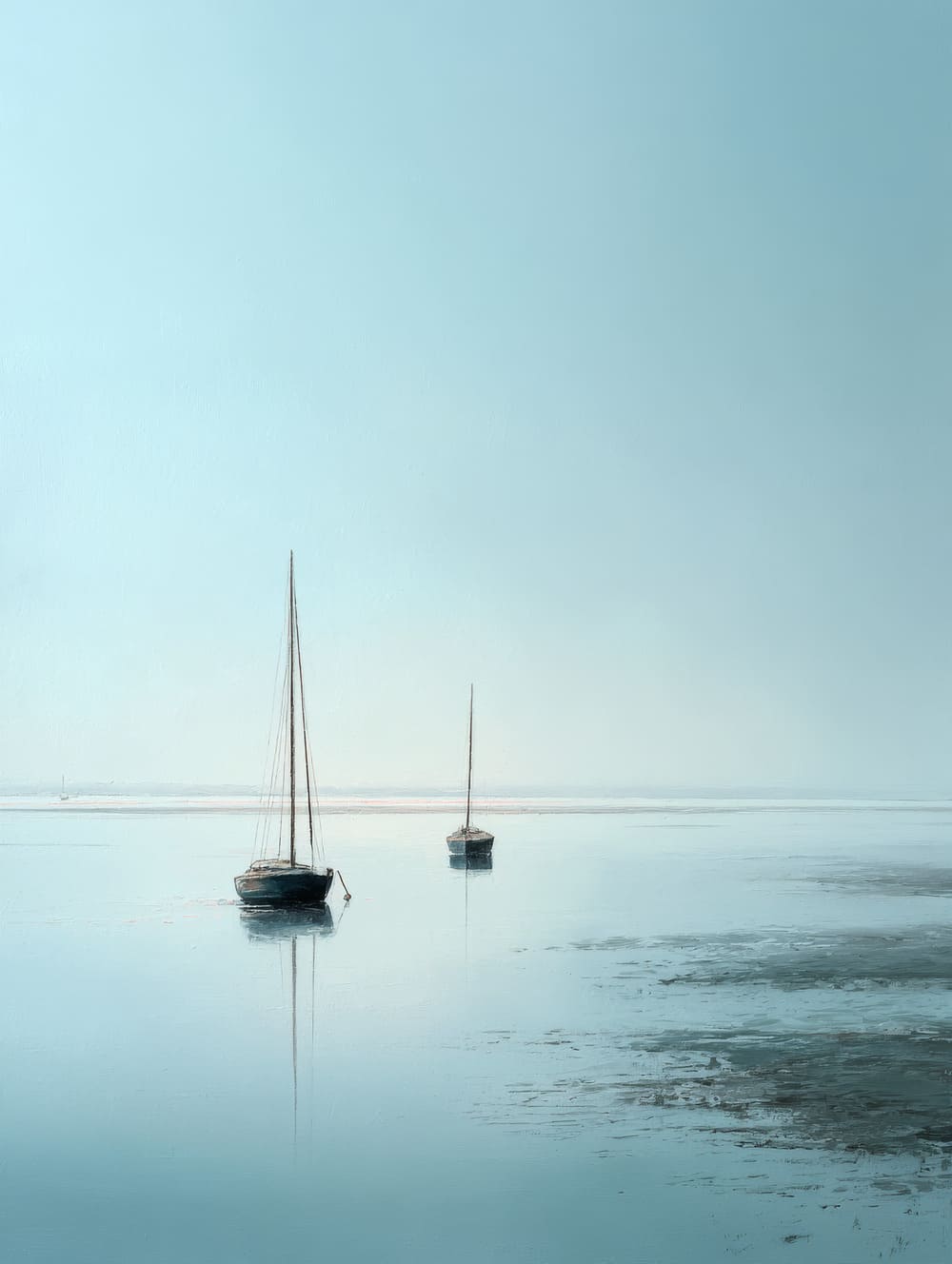 Tableau Voiliers Minimalistes Sur Mer Plate (Saint-Tropez)