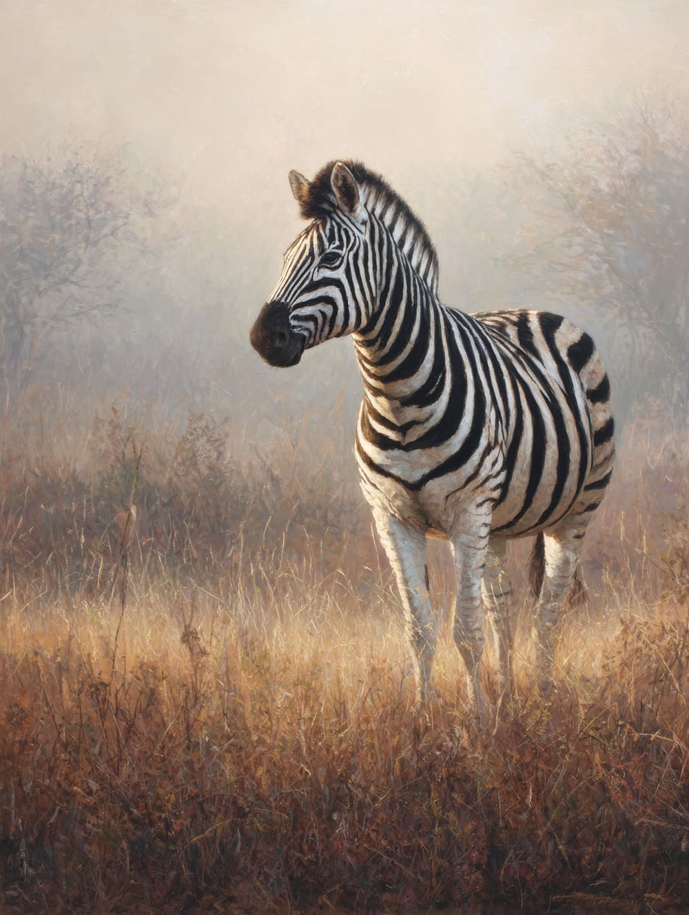 Tableau Zèbre Dans La Savane Sobre