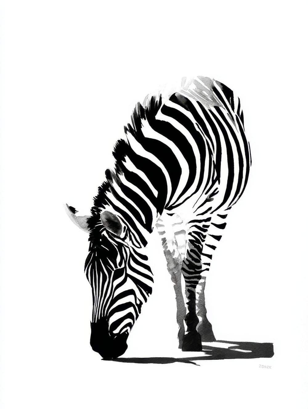 Tableau Zèbre Noir & Blanc Minimaliste