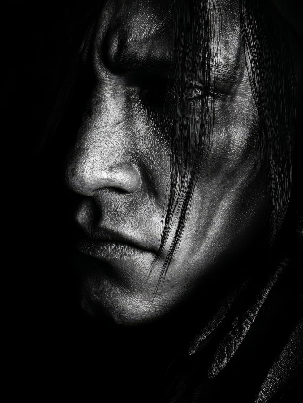 Tableau Amérindien Noir & Blanc Intense