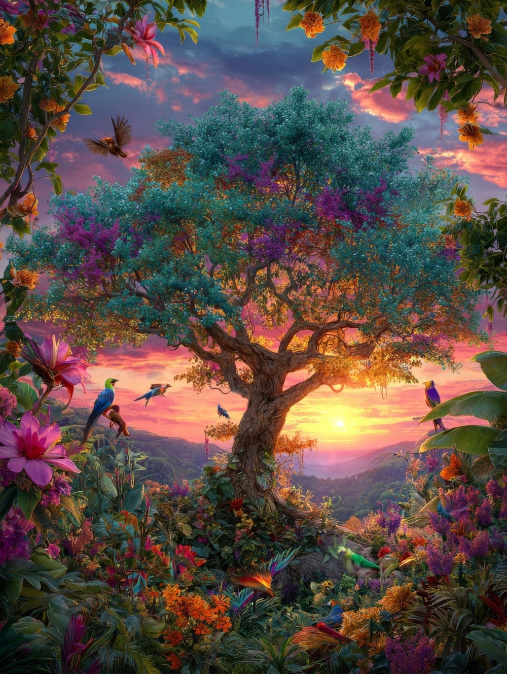 Tableau Arbre de Vie Exotique