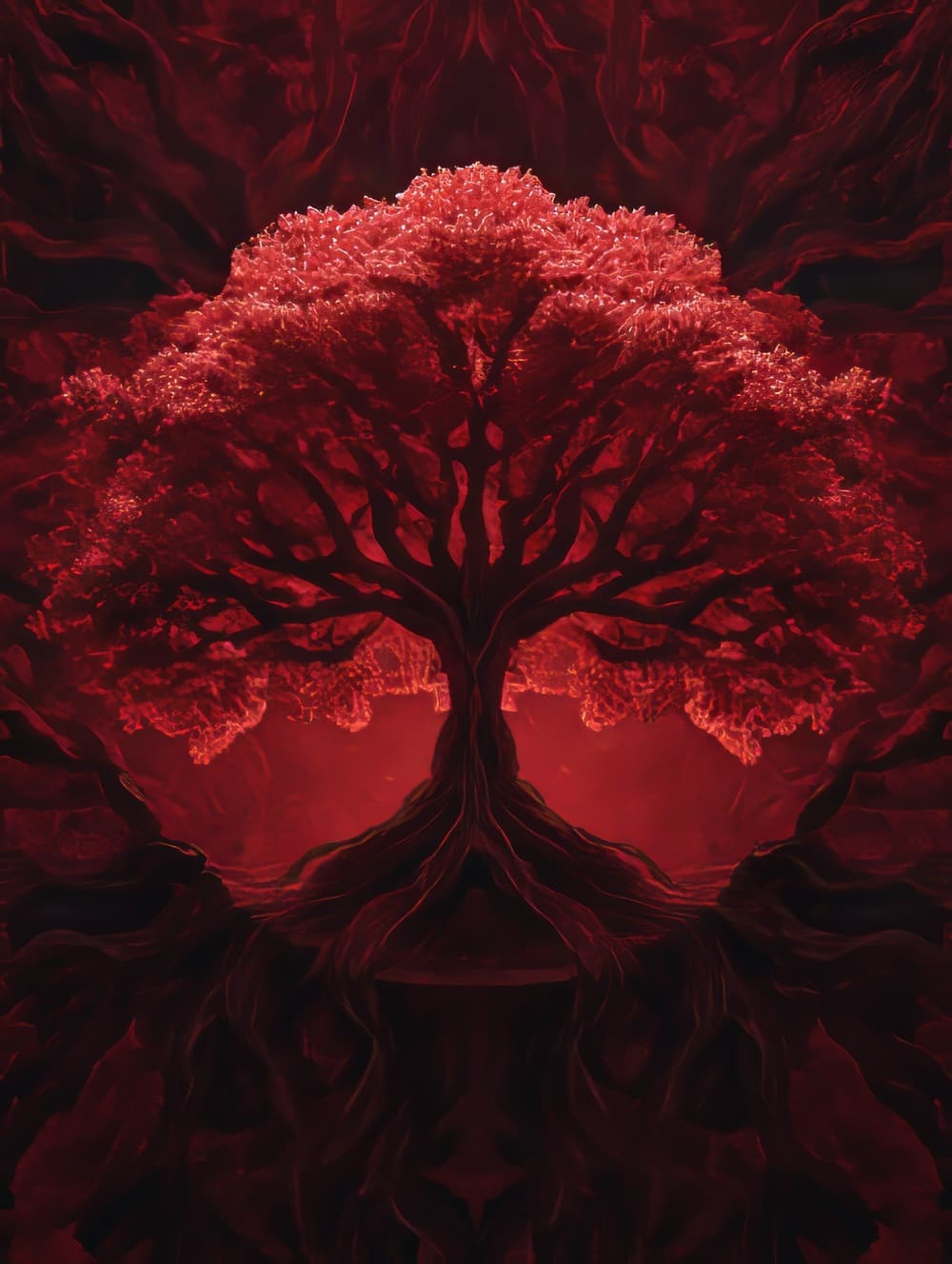 Tableau Arbre de Vie Rouge