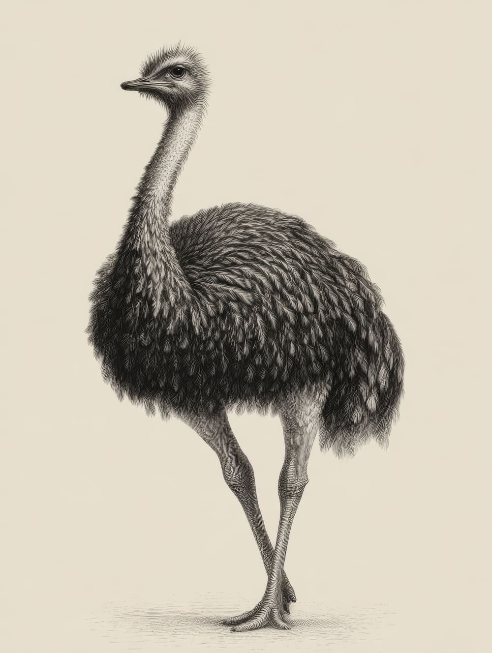 Tableau Autruche Gravure