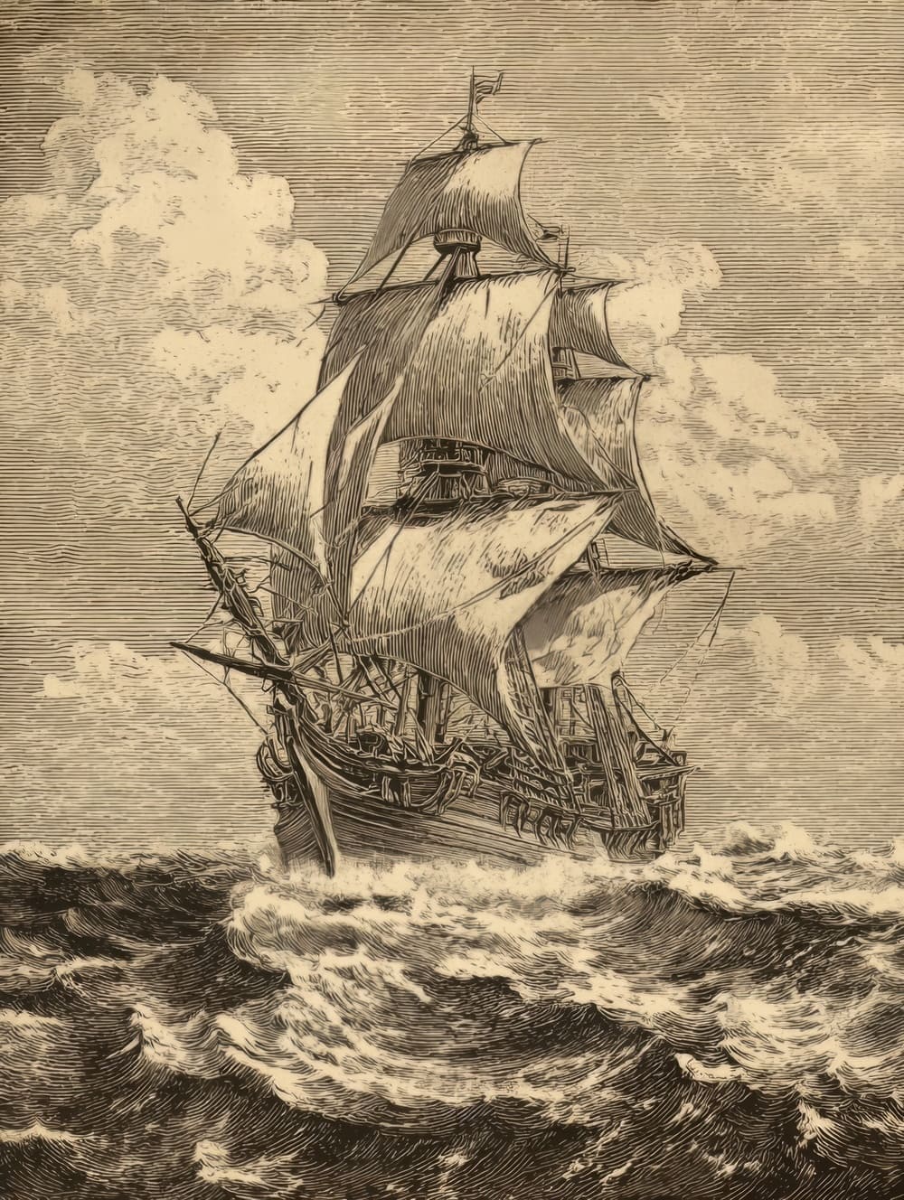 Tableau Bateau Ancien Gravure