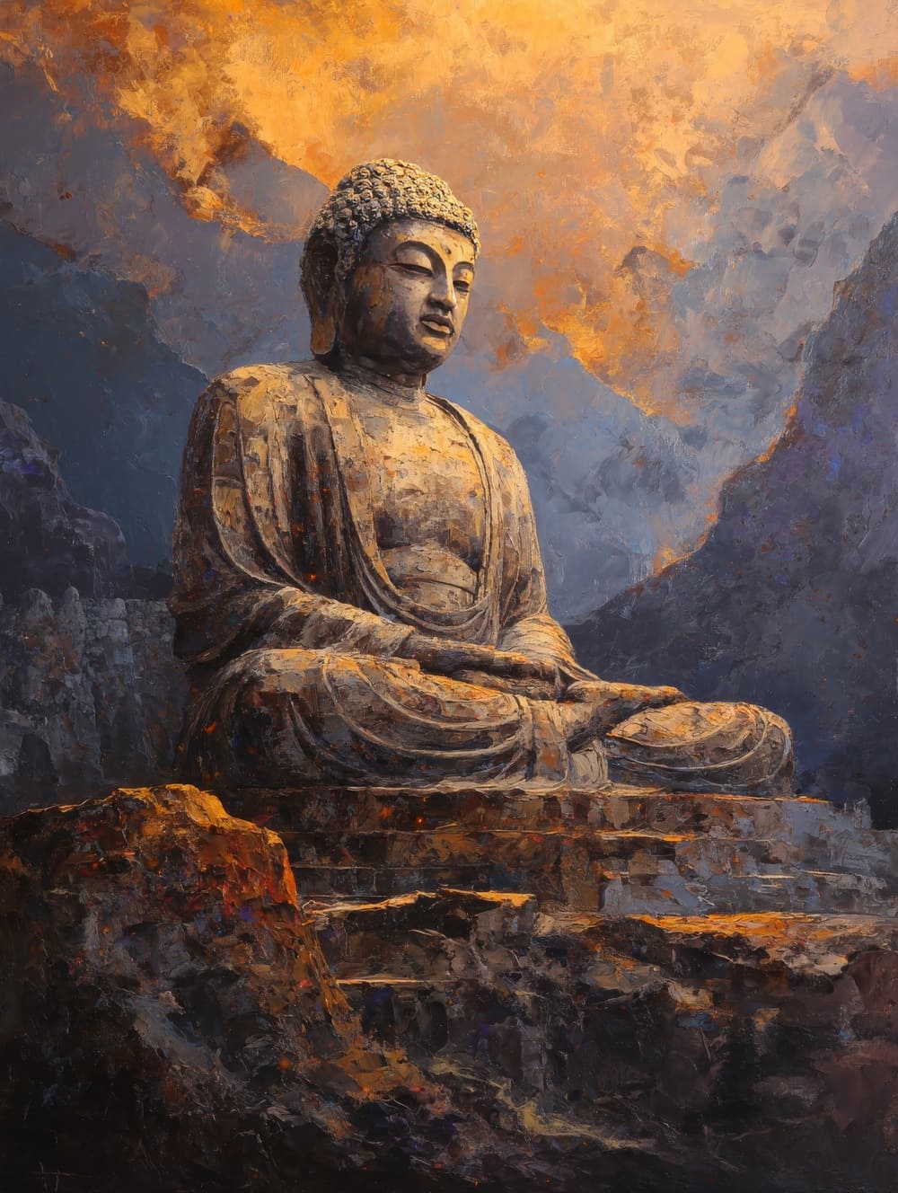 Tableau Bouddha Montagne (Ancrage)