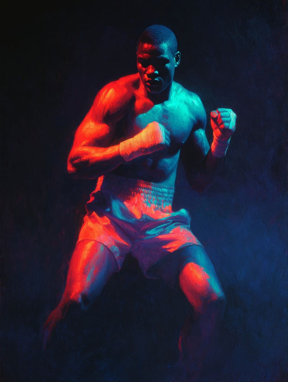 Tableau Boxeur Néon