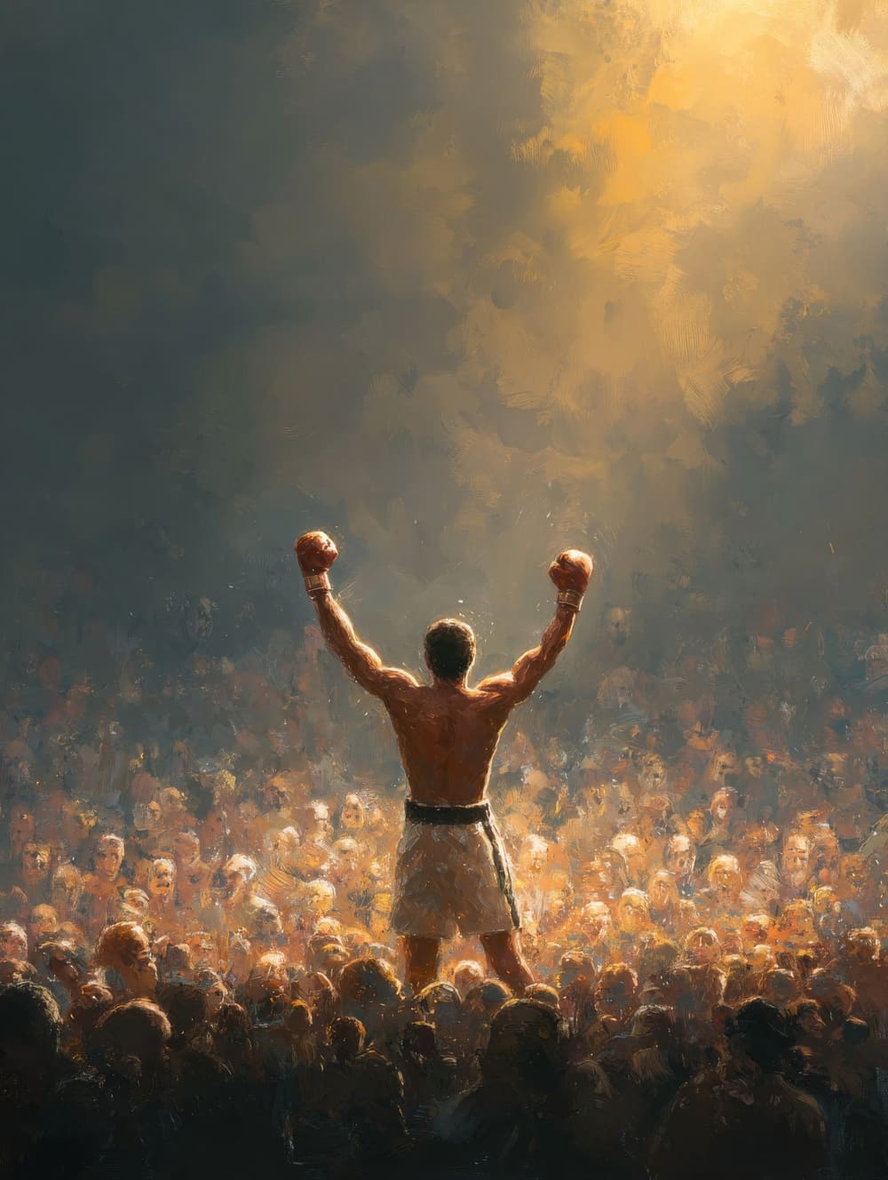 Tableau Boxeur Victoire Bras Levés