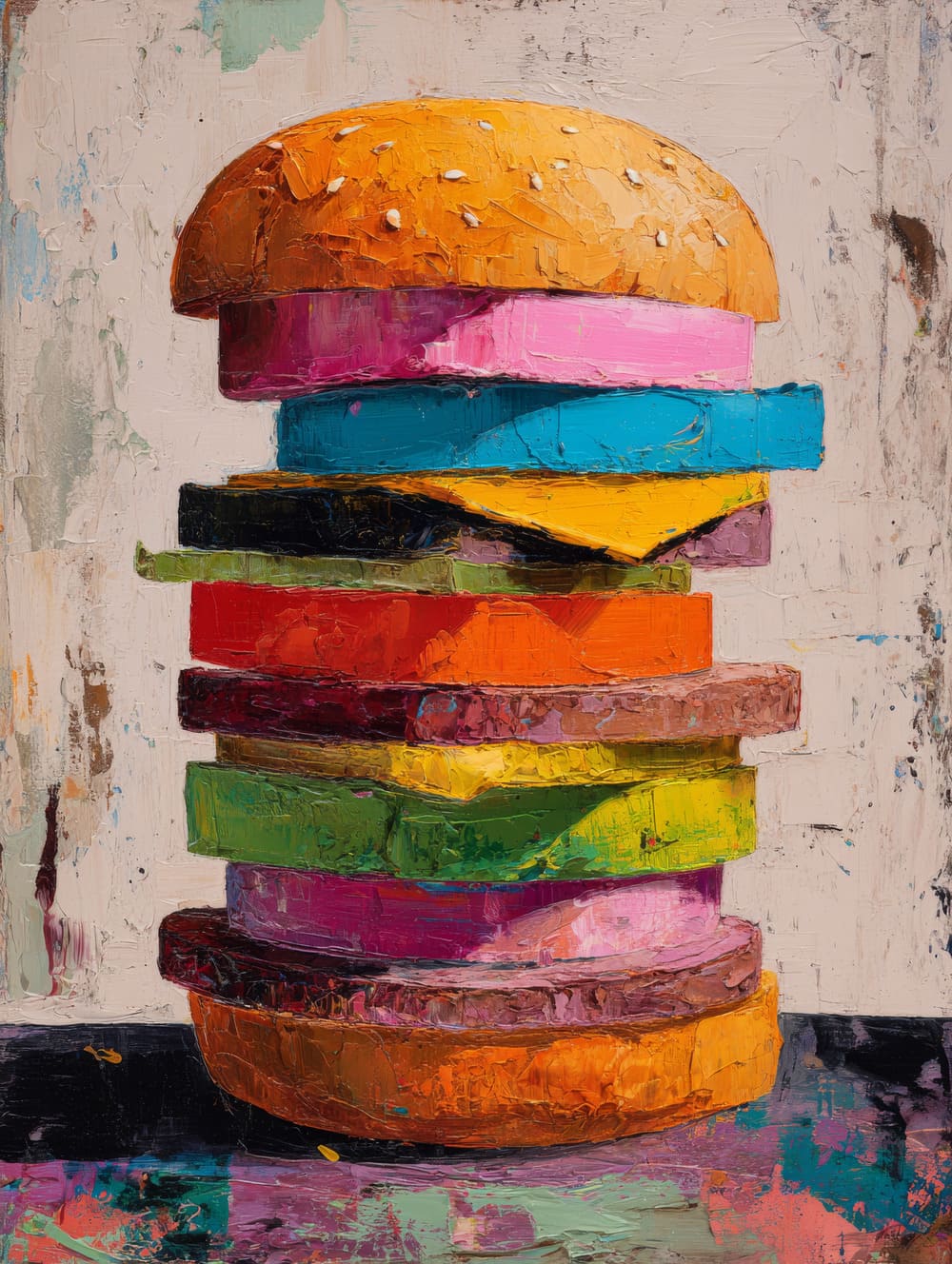 Tableau Burger Abstrait