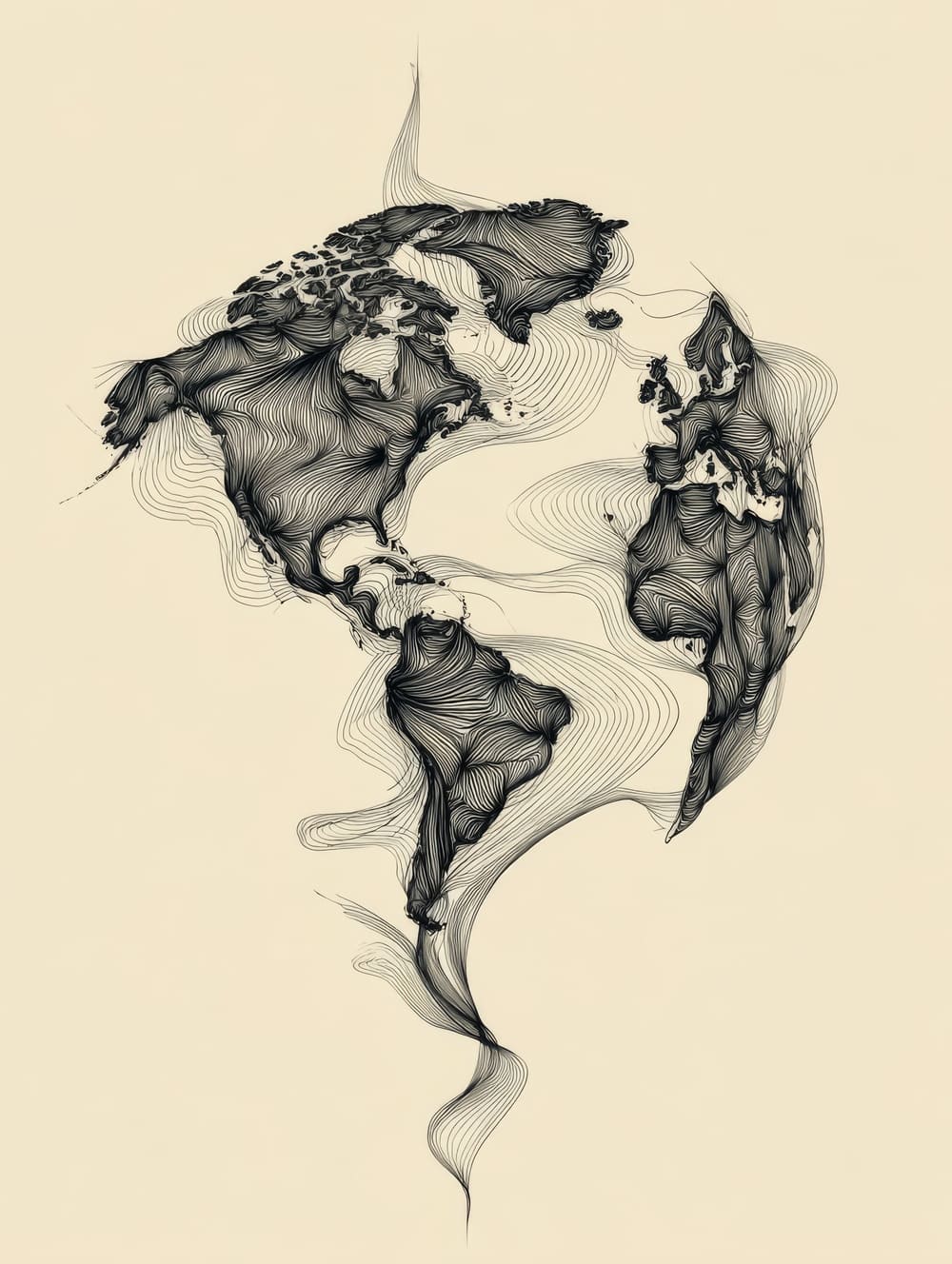 Tableau Carte du Monde Calligraphie Moderne