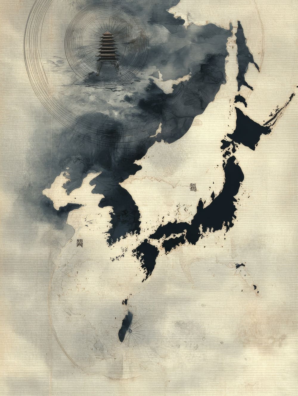 Tableau Carte du Monde Inspiration Japonaise