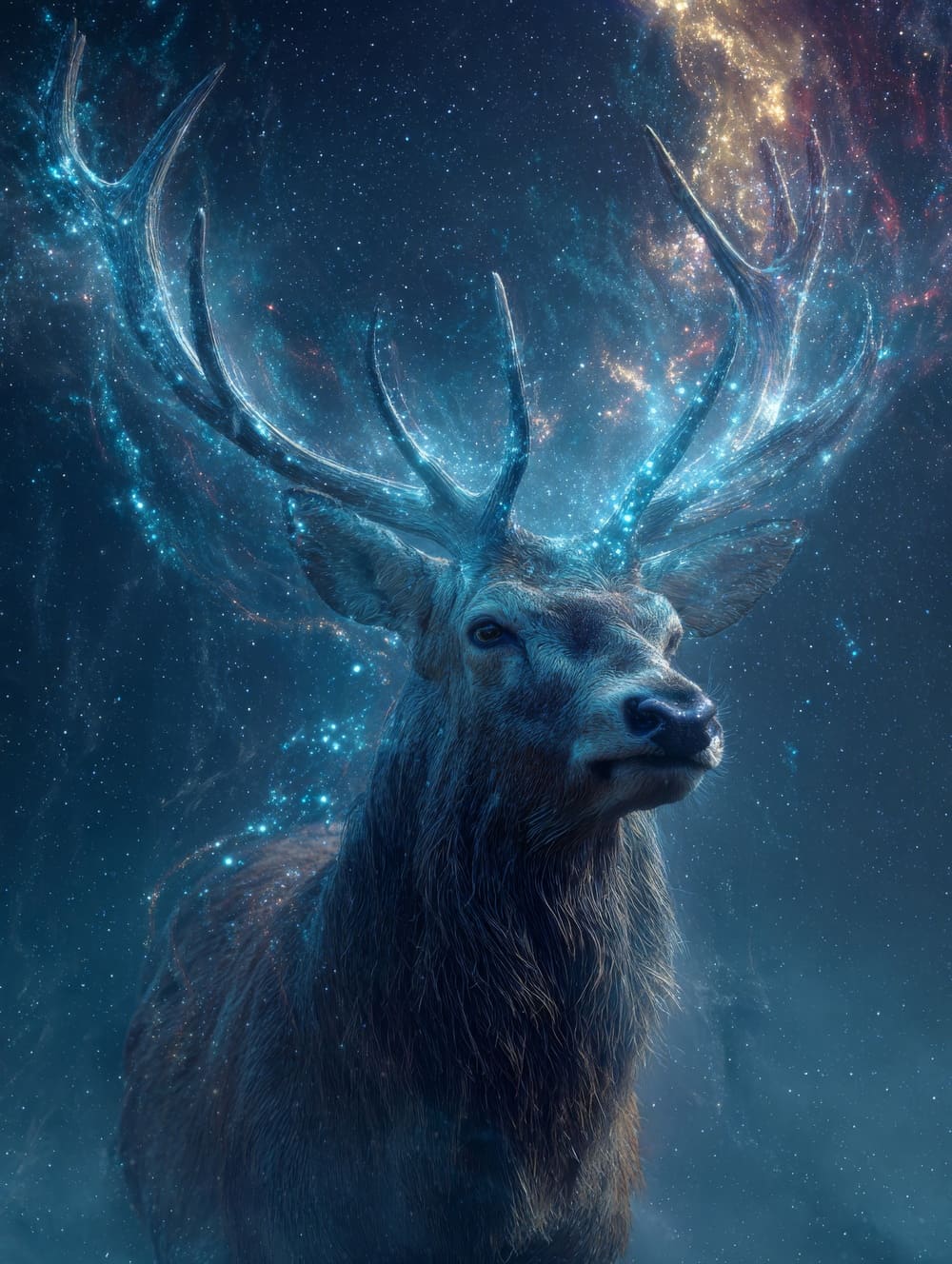 Tableau Cerf Galaxie Cosmique