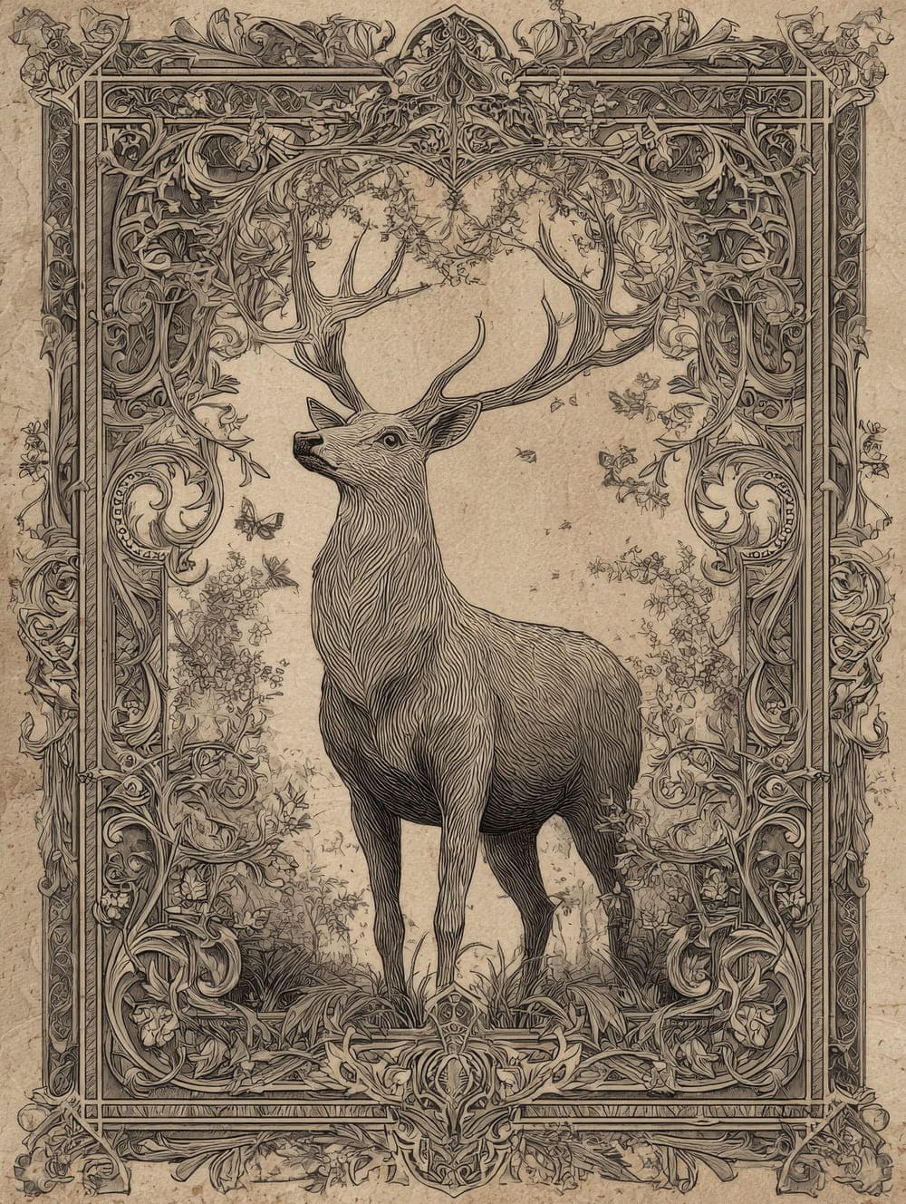 Tableau Cerf Médiéval