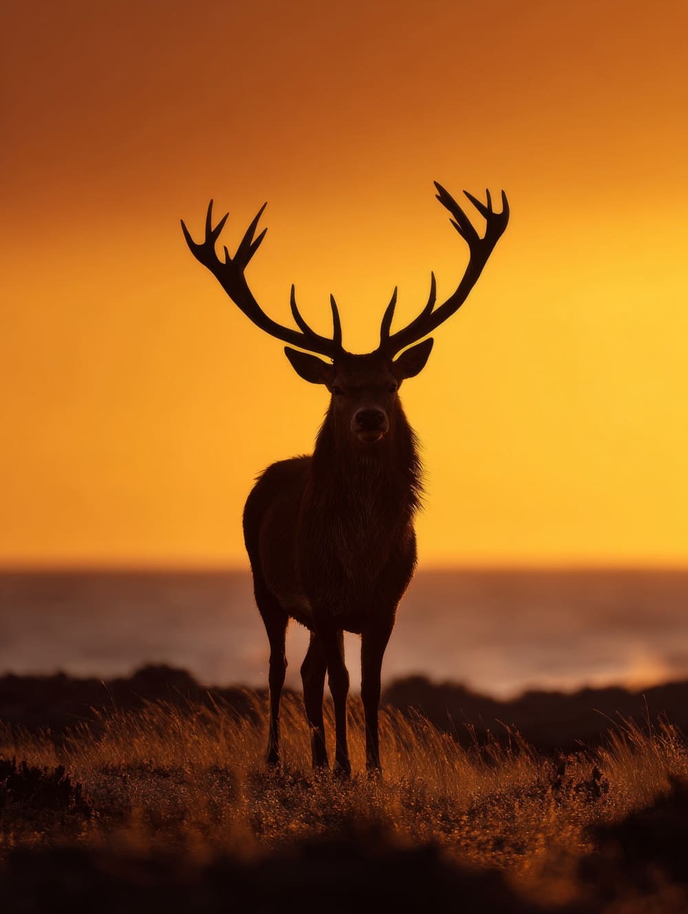 Tableau Cerf au Crépuscule Doré