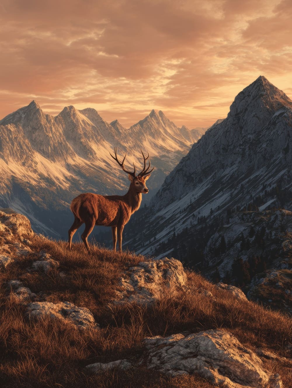 Tableau Cerf en Montagne