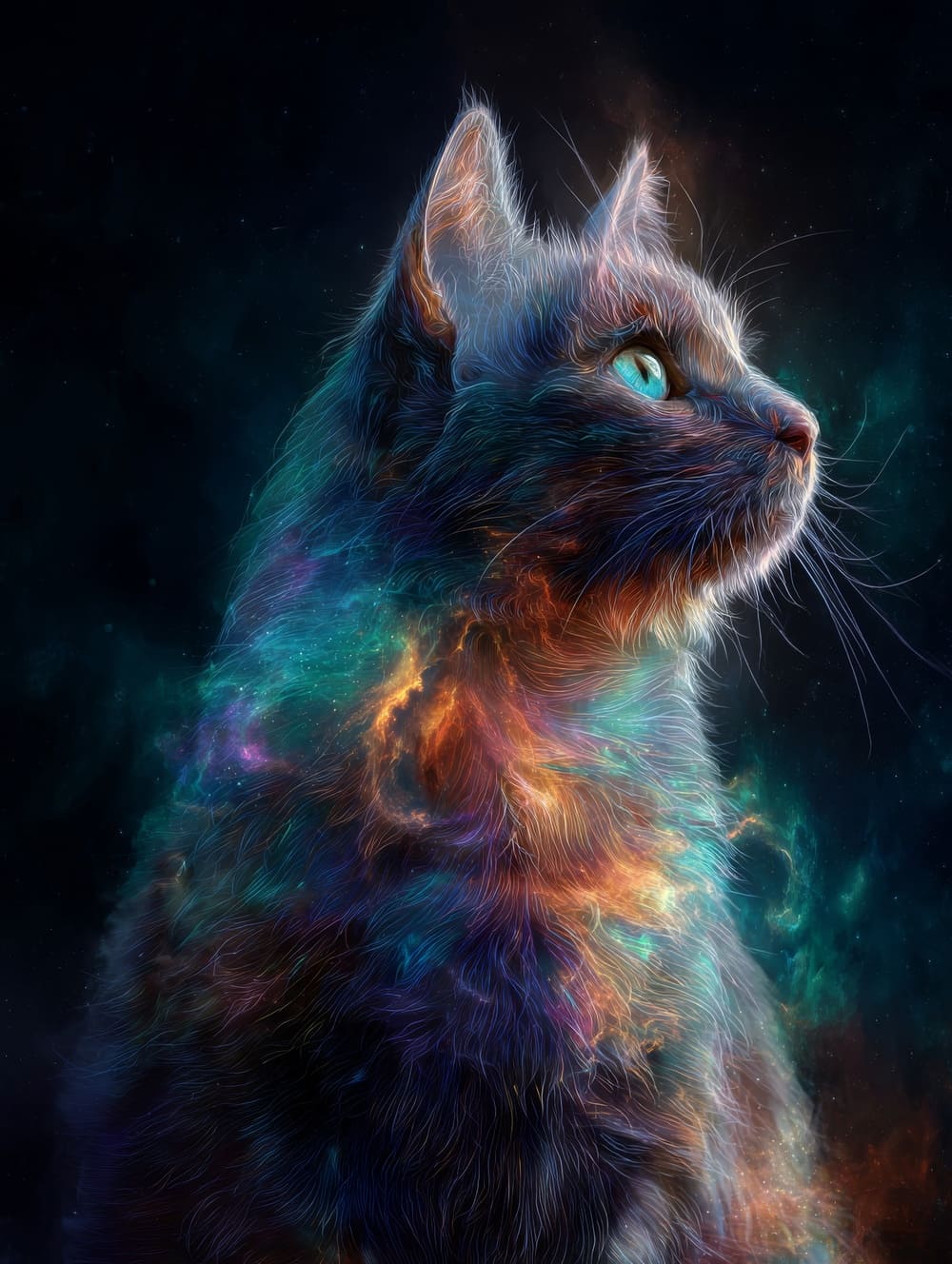 Tableau Chat Galaxie Cosmique