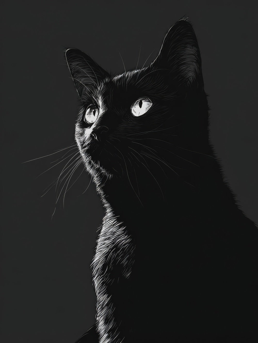 Tableau Chat Monochrome