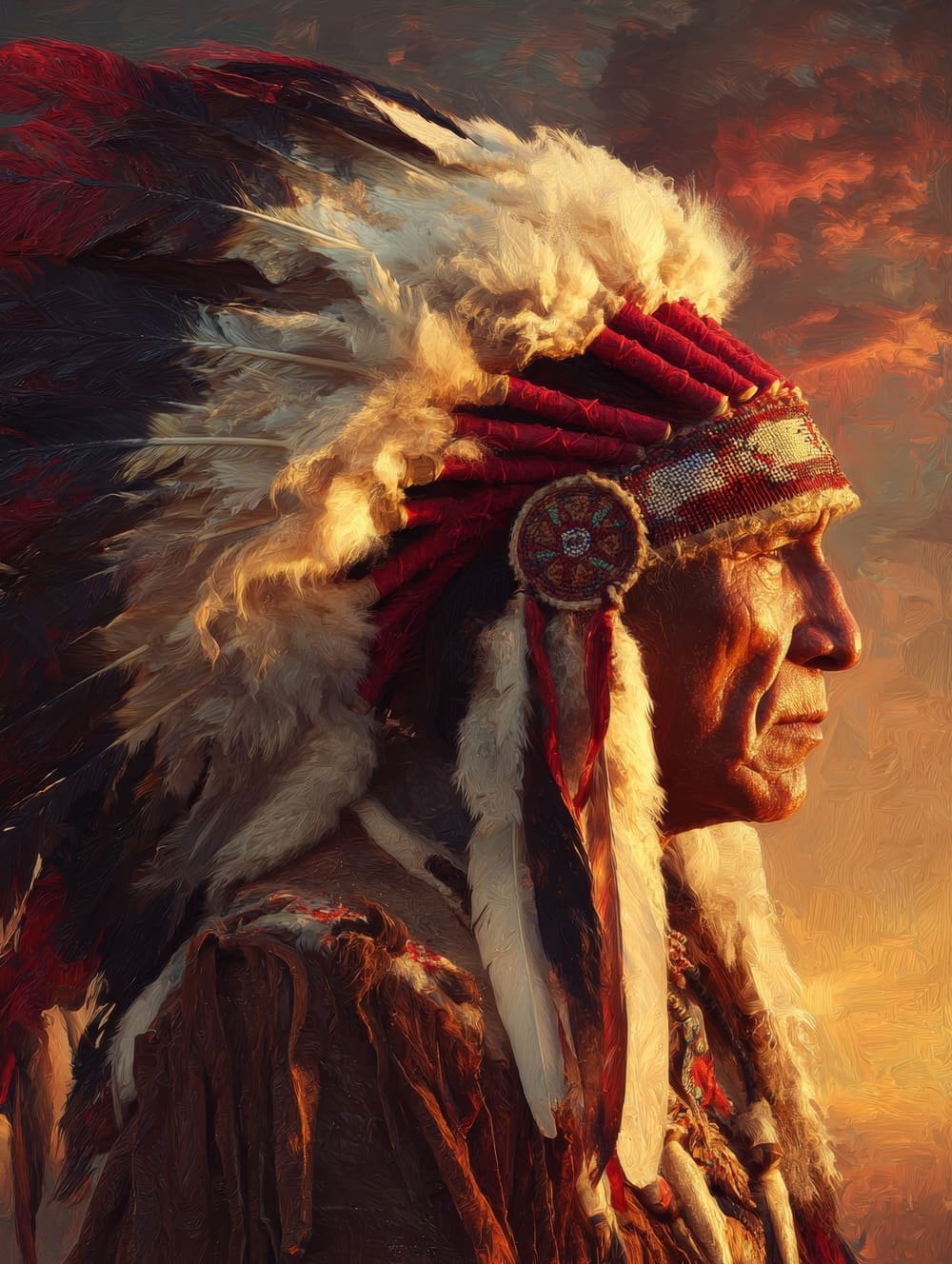 Tableau Chef Amérindien Profil Noble