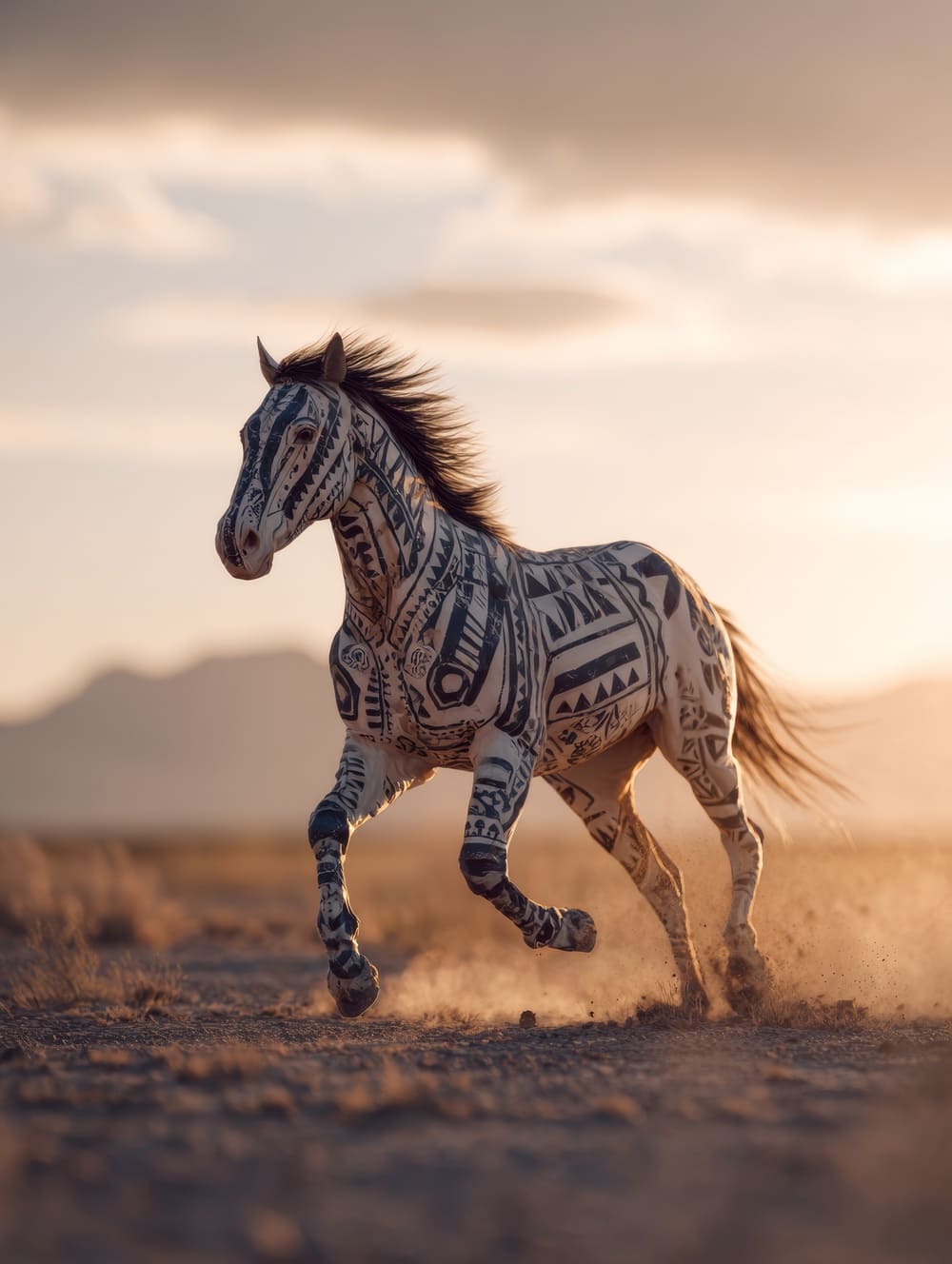 Tableau Cheval Amérindien Liberté Sauvage