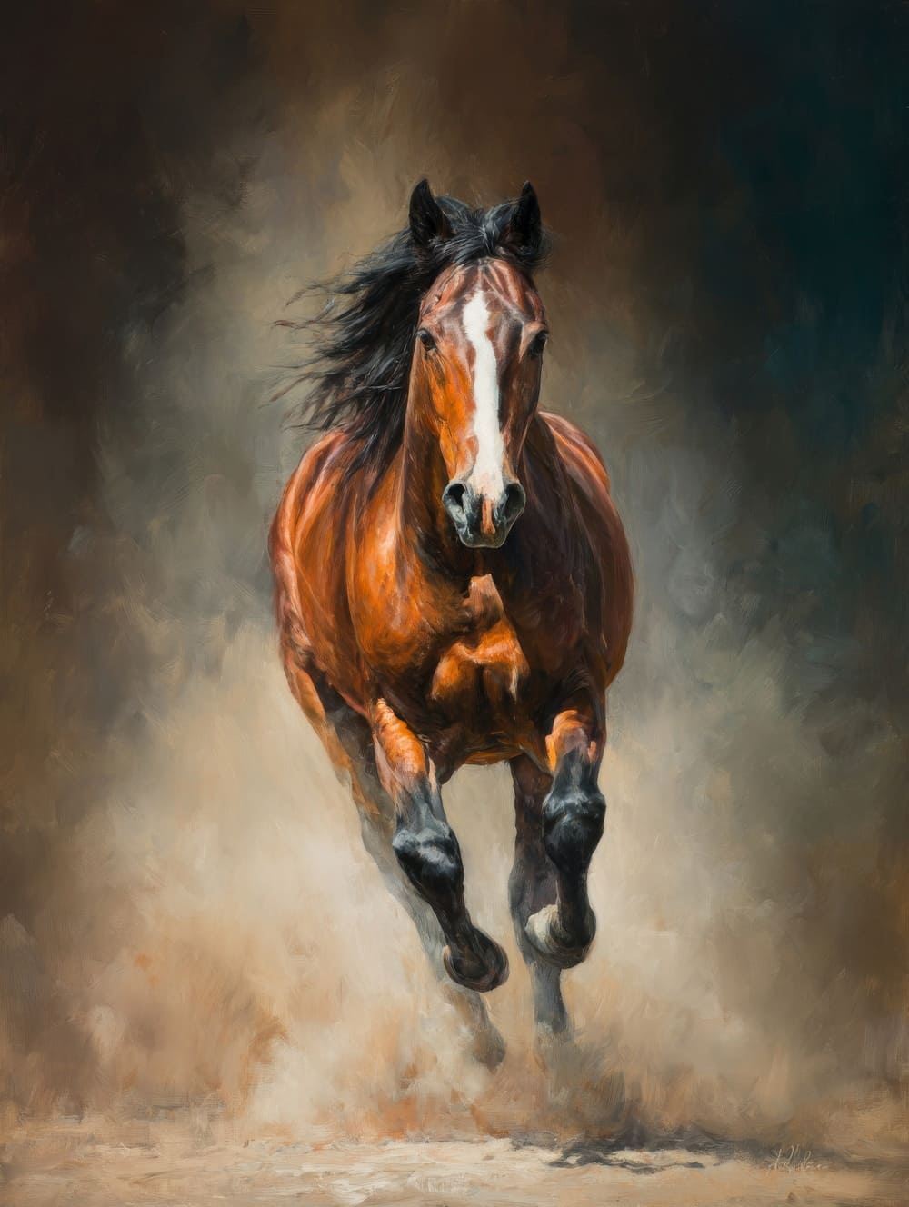 Tableau Cheval En Pleine Course Frontale