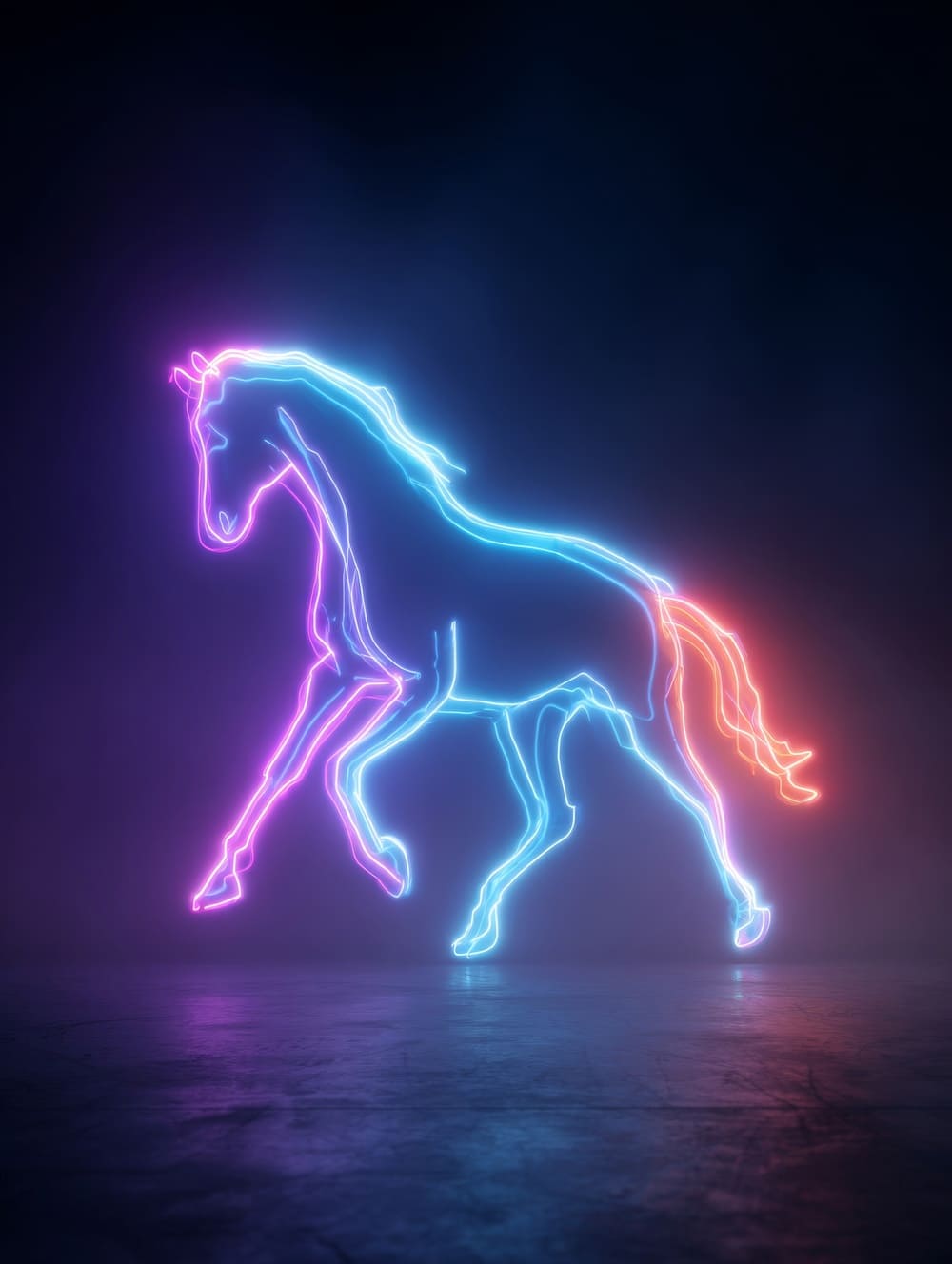Tableau Cheval Néon