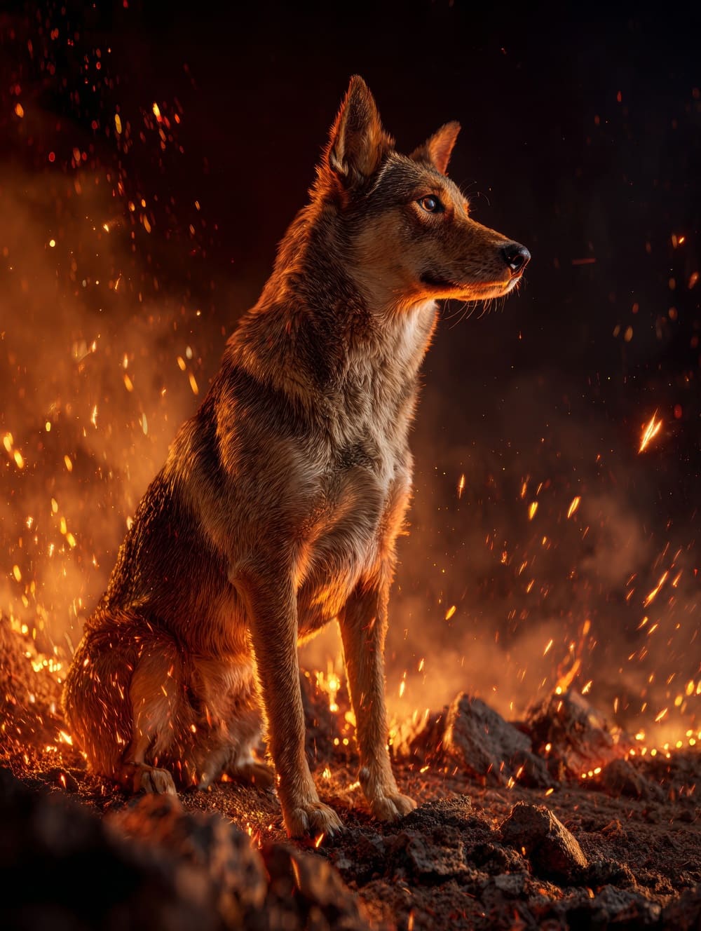 Tableau Chien Et Feu