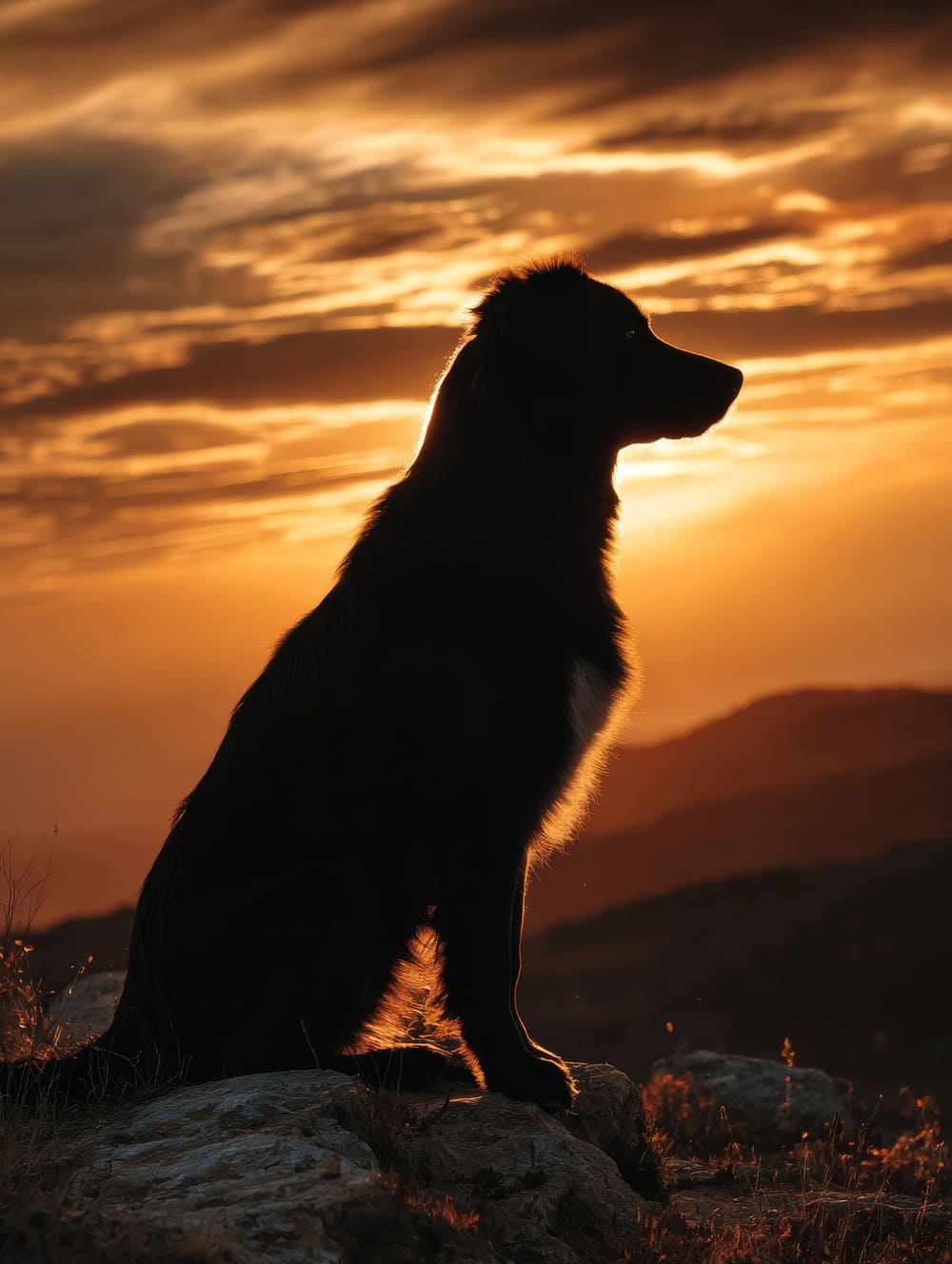 Tableau Chien Fidèle au Crépuscule