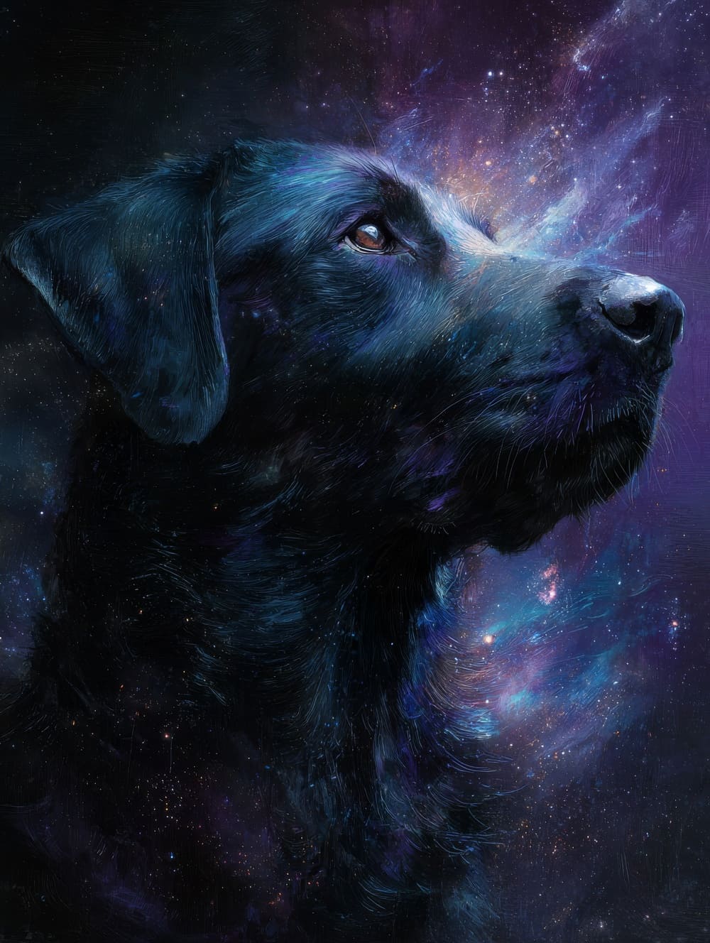 Tableau Chien Galaxie Cosmique