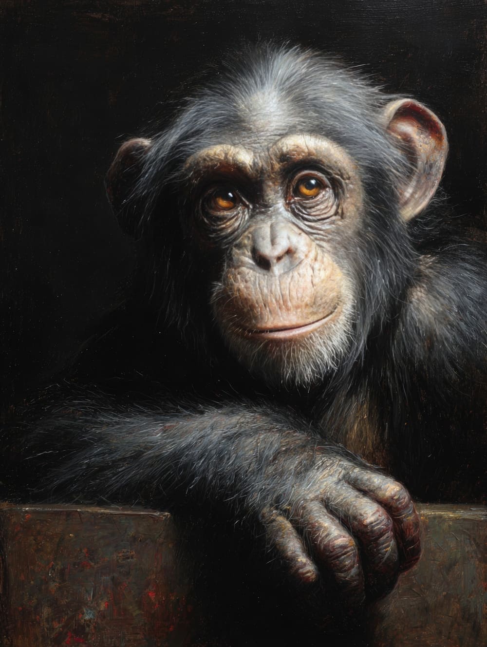 Tableau Chimpanzé Curieux (Esprit Vif)