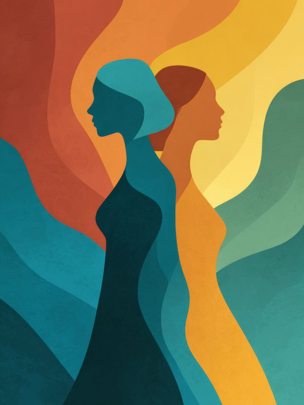 Tableau Couple de Femme Abstrait