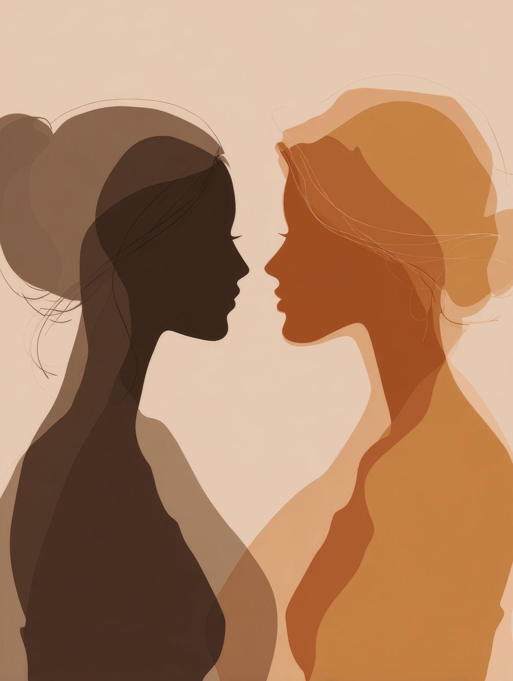 Tableau Couple de Femme Minimaliste