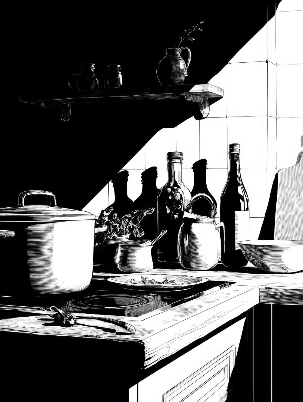 Tableau Cuisine Monochrome
