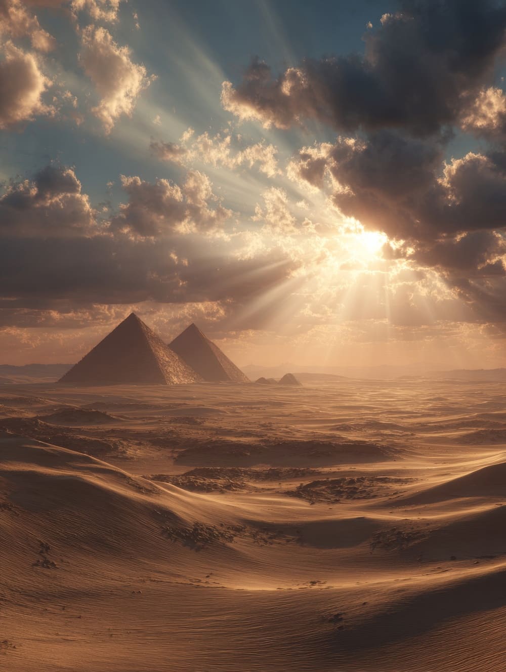 Tableau Désert Égyptien & Pyramides