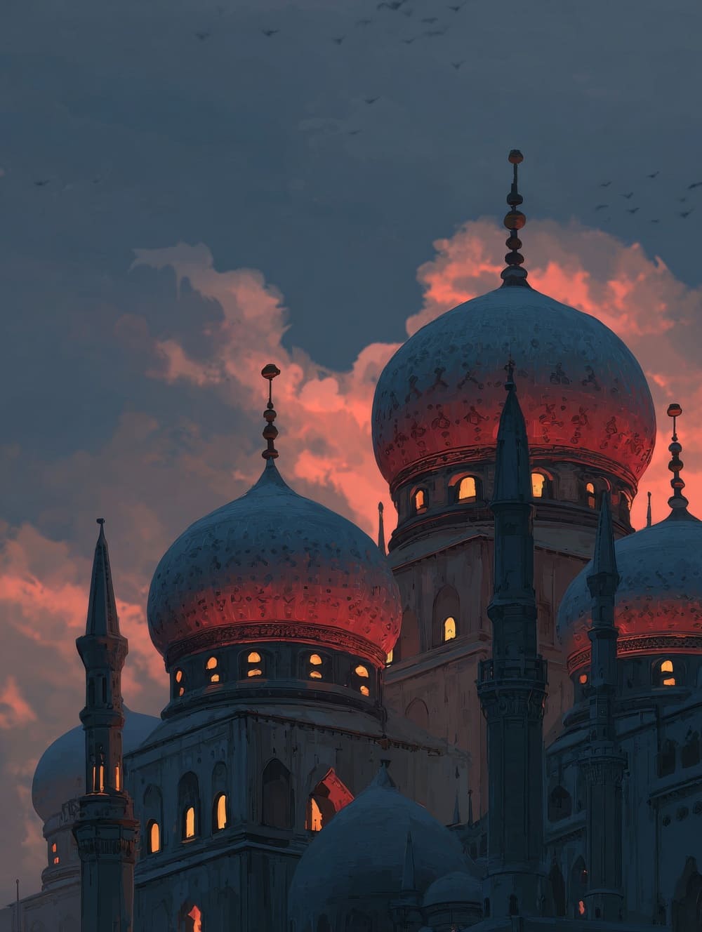 Tableau Dômes Orientaux au Crépuscule