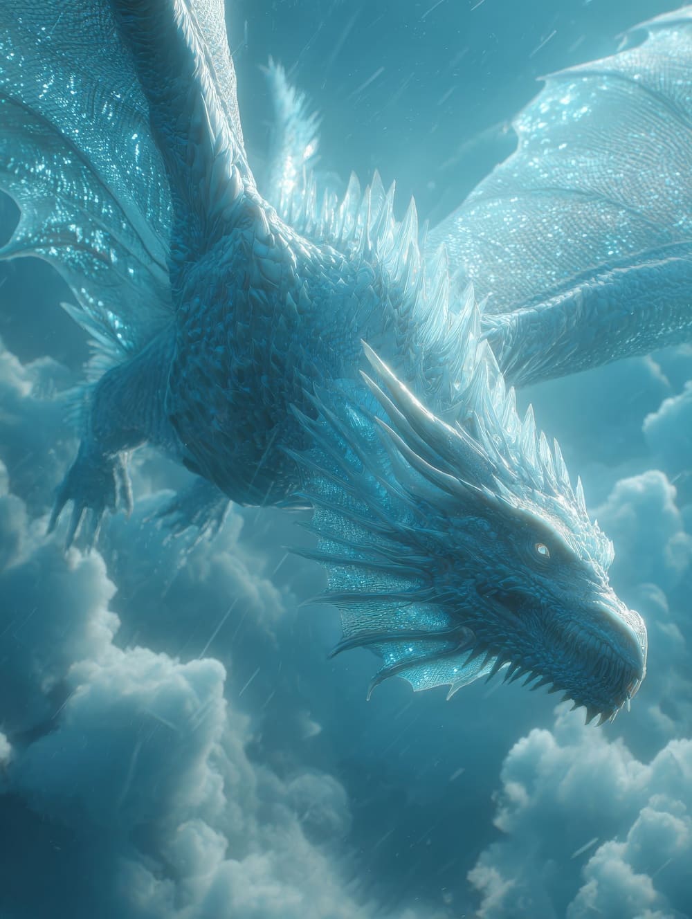 Tableau Dragon Bleu Céleste